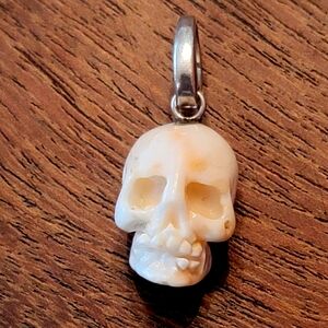 Extraordinary Carved Angel Skin Coral Skull Pendant/Charm by Ippolita